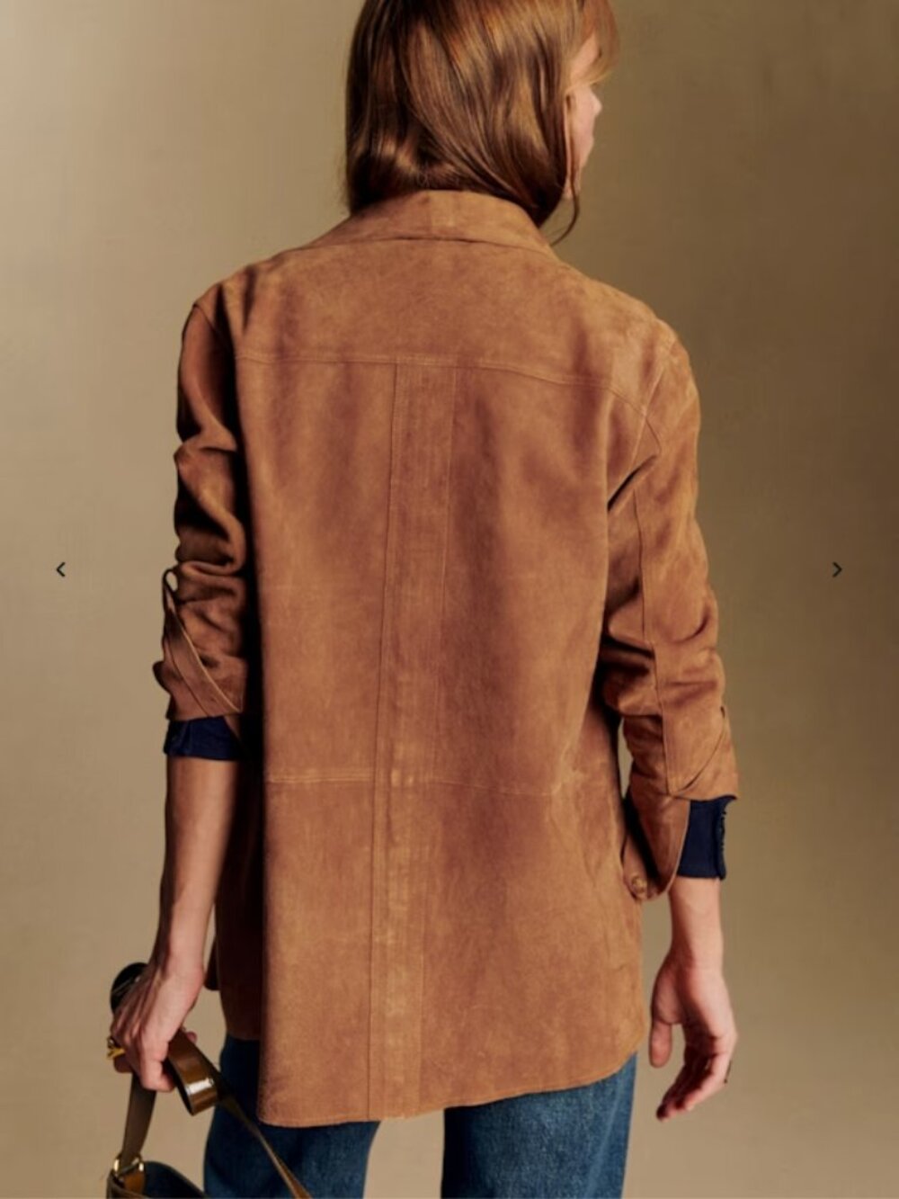 Sezane Will Jacket Camel Suede Size Small